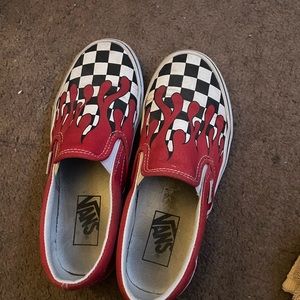 Checker flame red slip on VANS